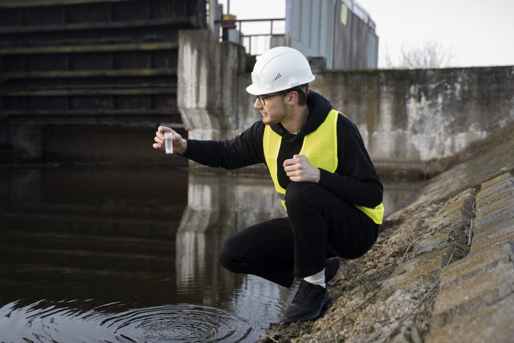 environmental engineer with water sample